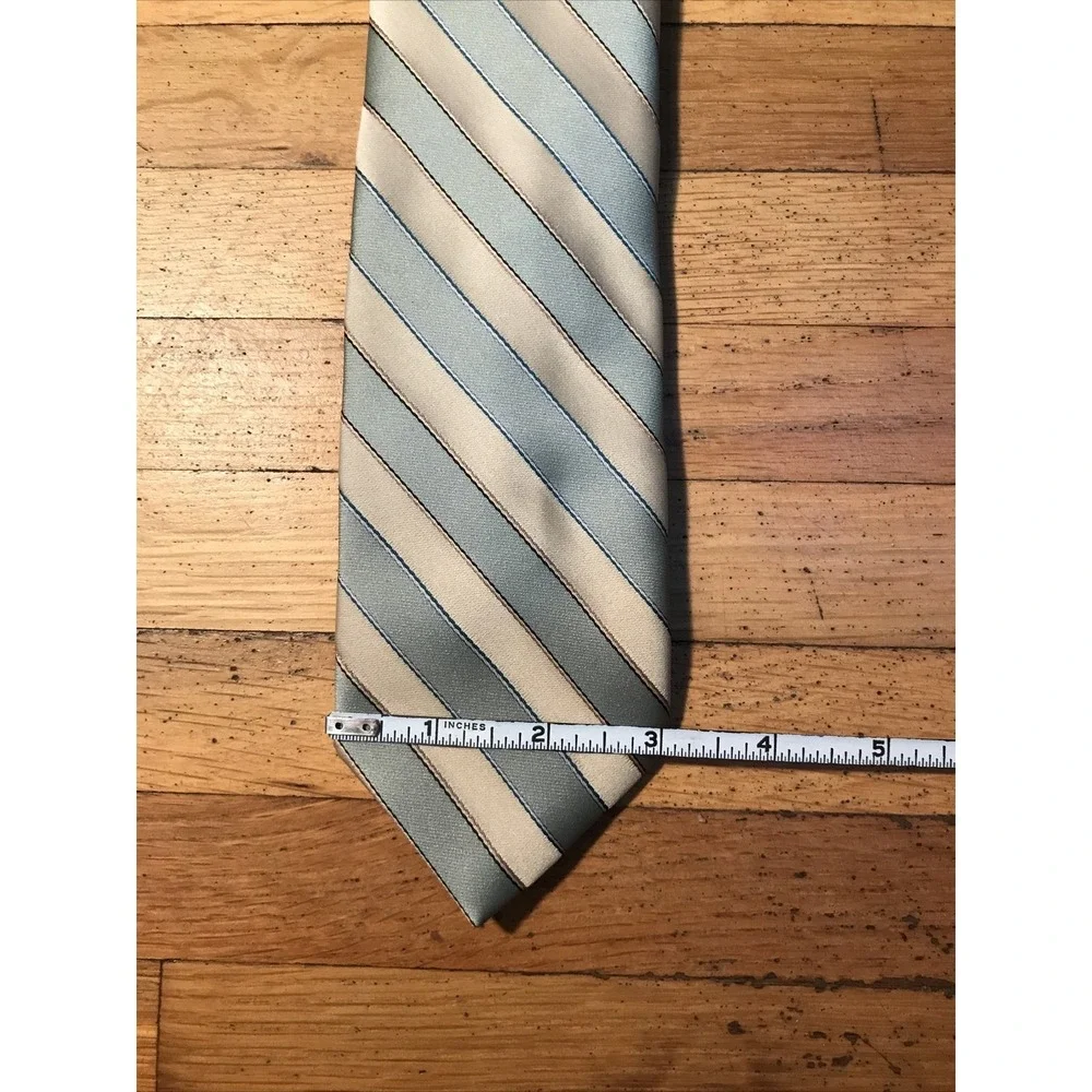 Vintage Oleg Cassini Tie USA Green Striped Necktie 70s New office party